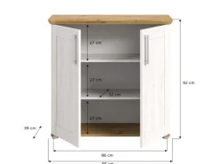 Clearance Inn.Furn Kommode Weiß Lärche Eiche Artisan 95 cm Landhaus Mirano