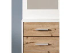 Inn.Furn Kompaktgarderobe in Weiß und Eiche 45 x 190 cm Pallas