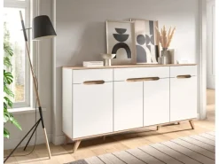 Inn.Furn Sideboard Weiß Eiche 185 cm mit Soft-Close-Funktion Hygge