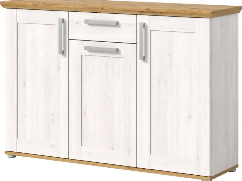 Inn.Furn Sideboard Weiß Lärche Eiche Artisan 137 cm Landhaus-Stil Mirano