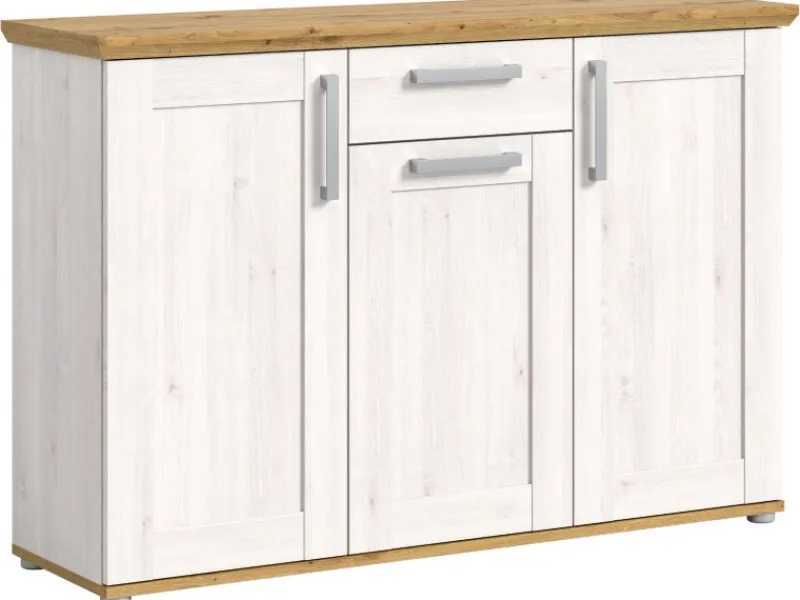 Inn.Furn Sideboard Weiß Lärche Eiche Artisan 137 cm Landhaus-Stil Mirano