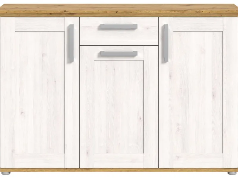 Inn.Furn Sideboard Weiß Lärche Eiche Artisan 137 cm Landhaus-Stil Mirano