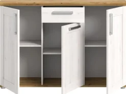 Inn.Furn Sideboard Weiß Lärche Eiche Artisan 137 cm Landhaus-Stil Mirano