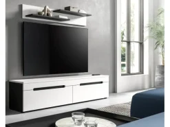 New Inn.Furn TV-Lowboard und Wandboard in Weiß und Grau 170 cm Cooper