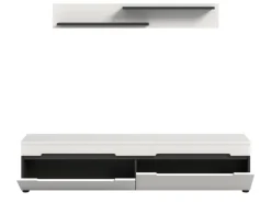 New Inn.Furn TV-Lowboard und Wandboard in Weiß und Grau 170 cm Cooper