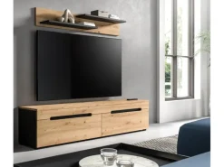 New Inn.Furn TV-Lowboard und Wandboard in Eiche und Grau 170 cm Cooper