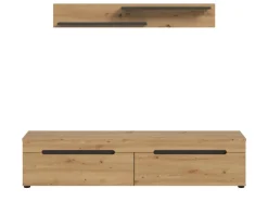 New Inn.Furn TV-Lowboard und Wandboard in Eiche und Grau 170 cm Cooper