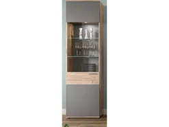 Inn.Furn Vitrine Eiche Grau 57 x 200 cm mit Soft-Close Tomaso
