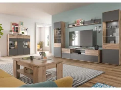 Inn.Furn Vitrine Eiche Grau 57 x 200 cm mit Soft-Close Tomaso