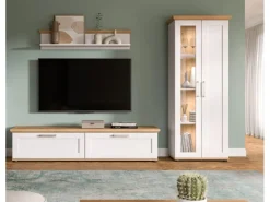 Inn.Furn Vitrine in Weiß Lärche Landhaus 64 x 161 cm Mirano