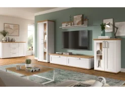 Inn.Furn Vitrine in Weiß Lärche Landhaus 64 x 161 cm Mirano