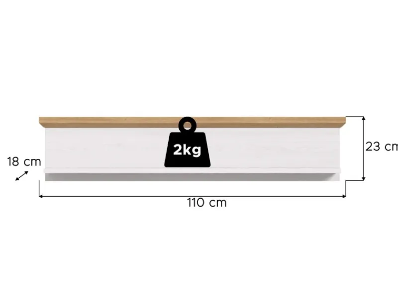 Inn.Furn Wandboard in Weiß Lärche Landhaus 110 cm Mirano