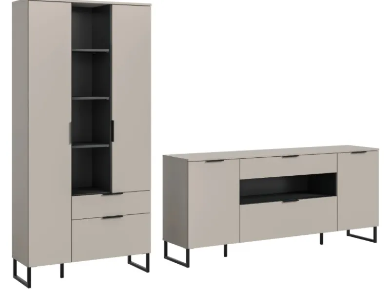 Inn.Furn Wohnwand in Kaschmir und Schwarz 290 cm Morena