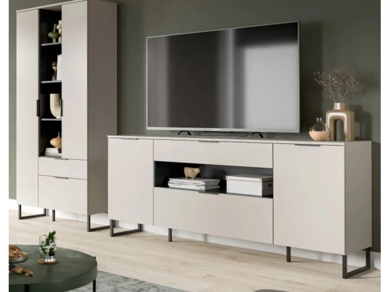 Inn.Furn Wohnwand in Kaschmir und Schwarz 290 cm Morena