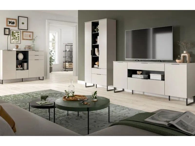 Inn.Furn Wohnwand in Kaschmir und Schwarz 290 cm Morena