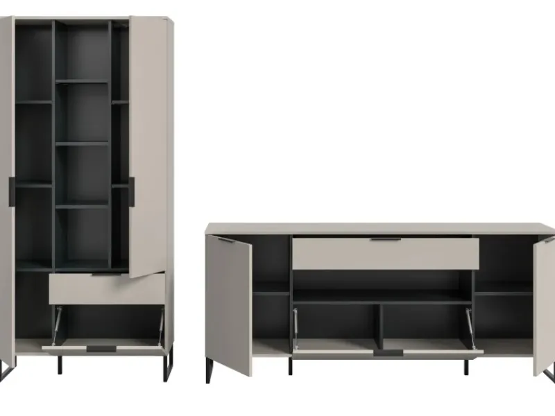 Inn.Furn Wohnwand in Kaschmir und Schwarz 290 cm Morena