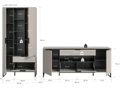 Inn.Furn Wohnwand in Kaschmir und Schwarz 290 cm Morena