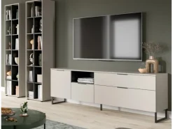 Inn.Furn Wohnwand in Kaschmir und Schwarz 305 cm mit Soft-Close Morena