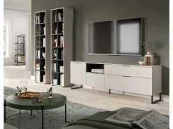 Inn.Furn Wohnwand in Kaschmir und Schwarz 305 cm mit Soft-Close Morena