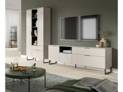 Sale Inn.Furn Wohnwand in Kaschmir und Schwarz 290 cm mit Soft-Close Morena