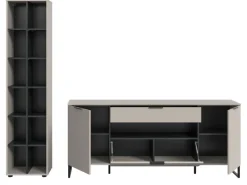 Sale Inn.Furn Wohnwand in Kaschmir und Schwarz 245 cm Morena