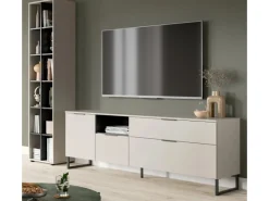 Inn.Furn Wohnwand in Kaschmir und Schwarz 245 cm mit Soft-Close Morena