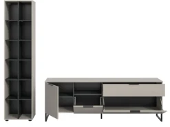 Inn.Furn Wohnwand in Kaschmir und Schwarz 245 cm mit Soft-Close Morena