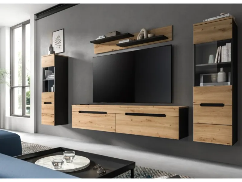 New Inn.Furn Wohnwand in Eiche und Grau 272 cm Cooper