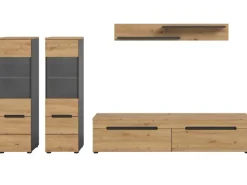 New Inn.Furn Wohnwand in Eiche und Grau 272 cm Cooper