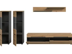 New Inn.Furn Wohnwand in Eiche und Grau 272 cm Cooper