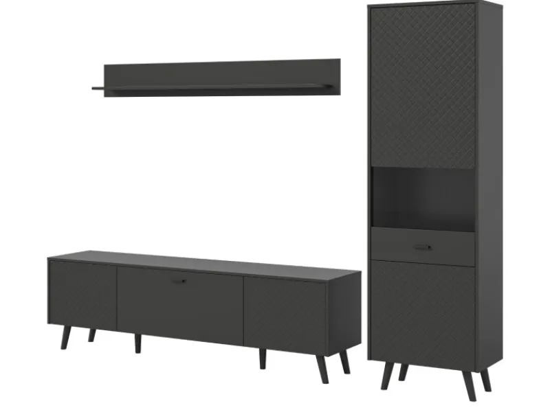 Inn.Furn Wohnwand in Grau Matt 258 cm Madea