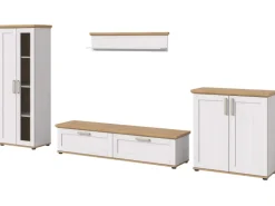 Outlet Inn.Furn Wohnwand in Weiß Lärche Landhaus 4-teilig 336 cm Mirano