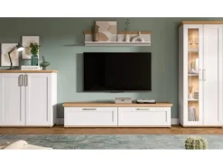 Outlet Inn.Furn Wohnwand in Weiß Lärche Landhaus 4-teilig 336 cm Mirano