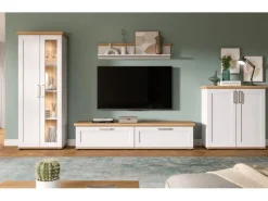 Outlet Inn.Furn Wohnwand in Weiß Lärche Landhaus 4-teilig 336 cm Mirano