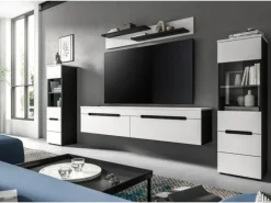 Hot Inn.Furn Wohnwand in Weiß und Grau 272 cm Cooper