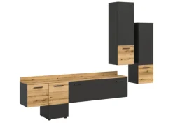 Hot Inn.Furn Wohnwand 3-teilig Grau Evoke Eiche 247 cm mit Soft-Close Elian