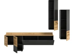 Hot Inn.Furn Wohnwand 3-teilig Grau Evoke Eiche 247 cm mit Soft-Close Elian