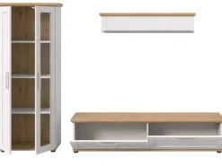 Inn.Furn Wohnwand 3-teilig in Weiß Lärche Landhaus 240 cm Mirano