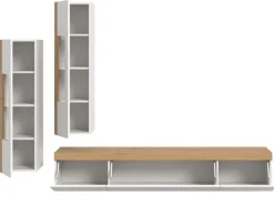 Inn.Furn Wohnwand 3-teilig in Weiß und Eiche 270 cm Siena