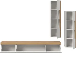 Inn.Furn Wohnwand 3-teilig in Weiß und Eiche 270 cm Siena