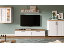 Inn.Furn Wohnwand 4-teilig in Weiß Lärche Landhaus 336 cm Mirano