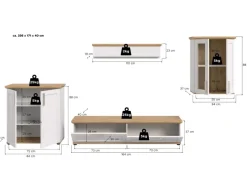 Inn.Furn Wohnwand 4-teilig in Weiß Lärche Landhaus 336 cm Mirano