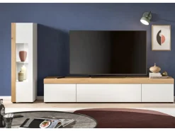 Inn.Furn Wohnwand 2-teilig in Weiß und Eiche 225 cm Siena