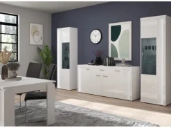 Inn.Furn Wohnwand Weiß Hochglanz 3-teilig 332 cm mit Soft-Close Sunroof