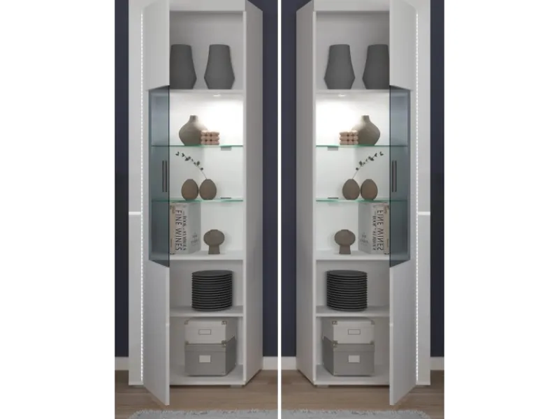 Inn.Furn Wohnwand Weiß Hochglanz 3-teilig 332 cm mit Soft-Close Sunroof