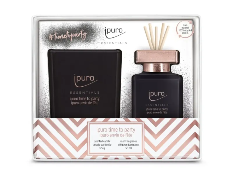 Ipuro Raumduft und Duftkerze Essentials 2er-Set Time To Party Rosa/Gold