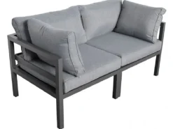 Hot Jet-Line Garten Sofa Rhodos 2-Sitzer in Anthrazit-Grau mit Aluminiumrahmen