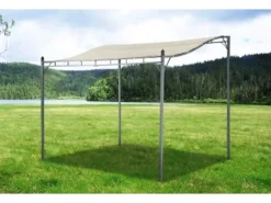 Discount Jet-Line Gartenanbau-Pavillon Lagos aus Alu mit Überdachung 2,5 x 3 Meter in Anthrazit/Beige