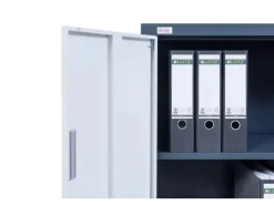 Jet-Line Stahlschrank Kiew in Anthrazit-Weiß 90 x 40 x 90 cm mit Abschließbaren Türen