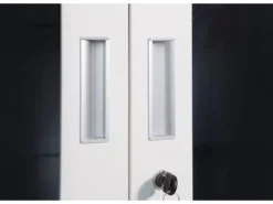 Jet-Line Stahlschrank Ufa in Anthrazit-Weiß 68 x 40 x 90 cm mit Abschließbaren Türen mit Glasfront